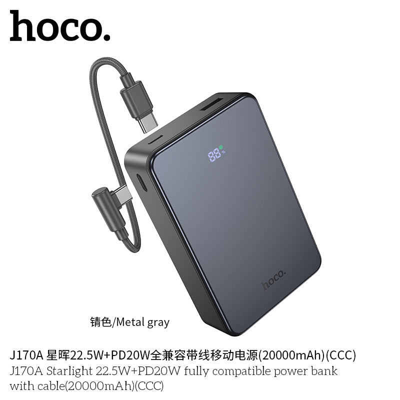 HD_SYNC:J170A Starlight 22.5W+PD20W fully compatible power bank with cable(20000mAh)（CCC)