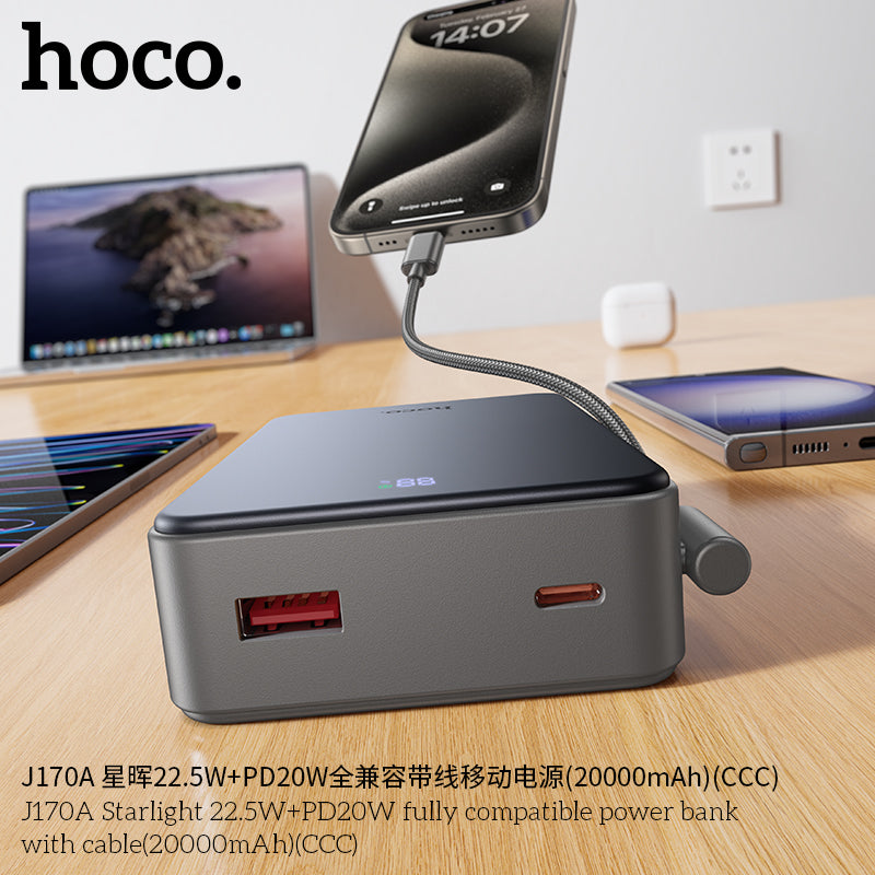 HD_SYNC:J170A Starlight 22.5W+PD20W fully compatible power bank with cable(20000mAh)（CCC)