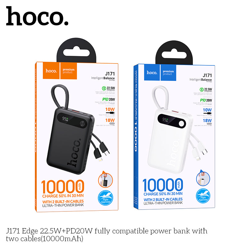 HD_SYNC:J171 Edge 22.5W+PD20W fully compatible power bank with two cables(10000mAh)