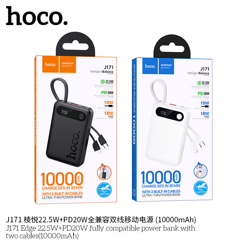 HD_SYNC:J171 Edge 22.5W+PD20W fully compatible power bank with two cables(10000mAh)