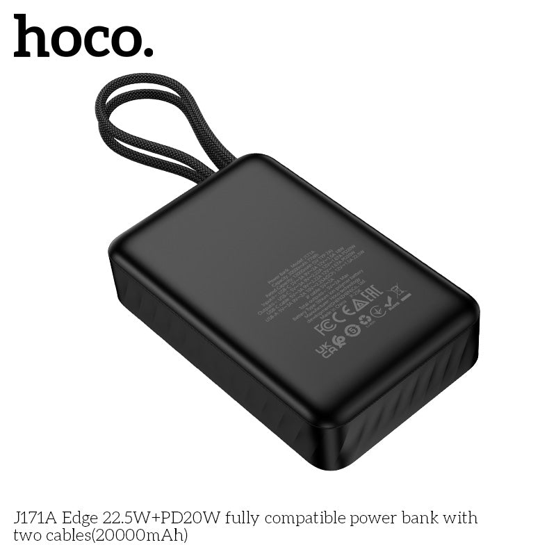 HD_SYNC:J171A Edge 22.5W+PD20W fully compatible power bank with two cables(20000mAh)