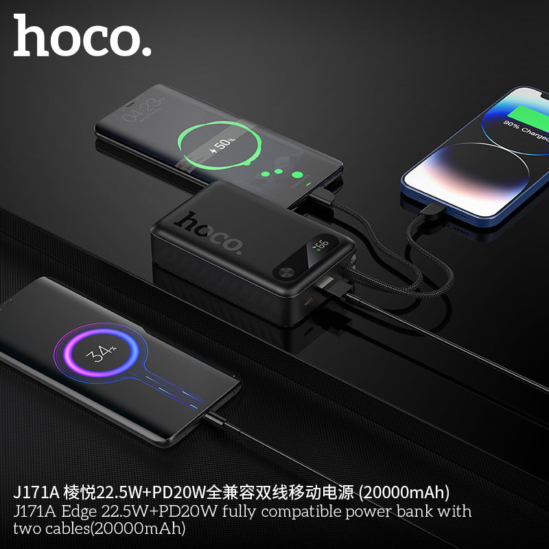 HD_SYNC:J171A Edge 22.5W+PD20W fully compatible power bank with two cables(20000mAh)