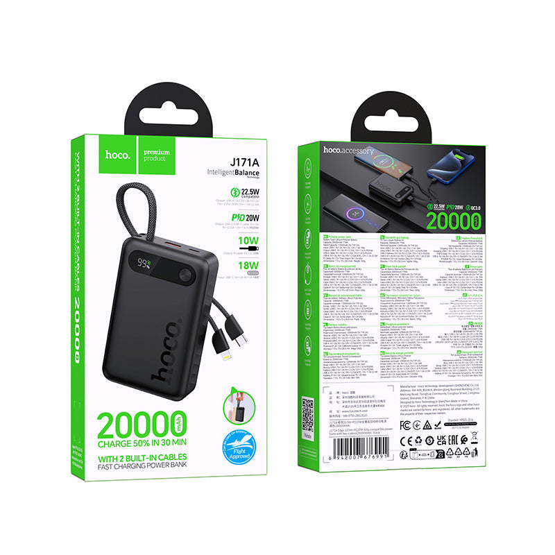 HD_SYNC:J171A Edge 22.5W+PD20W fully compatible power bank with two cables(20000mAh)