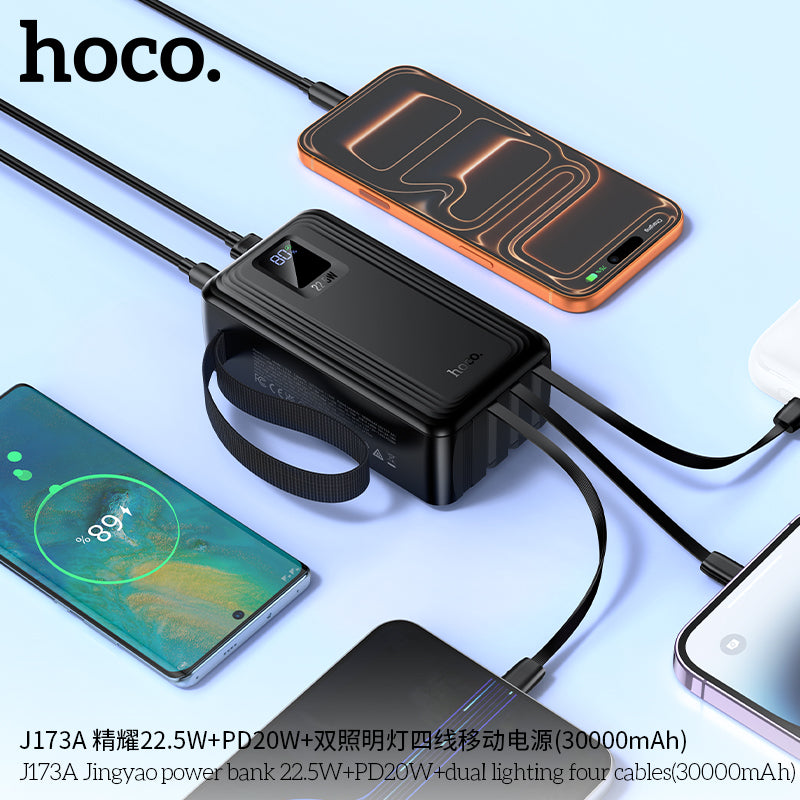 HD_SYNC:J173A Jingyao power bank 22.5W+PD20W+dual lighting four cables(30000mAh)