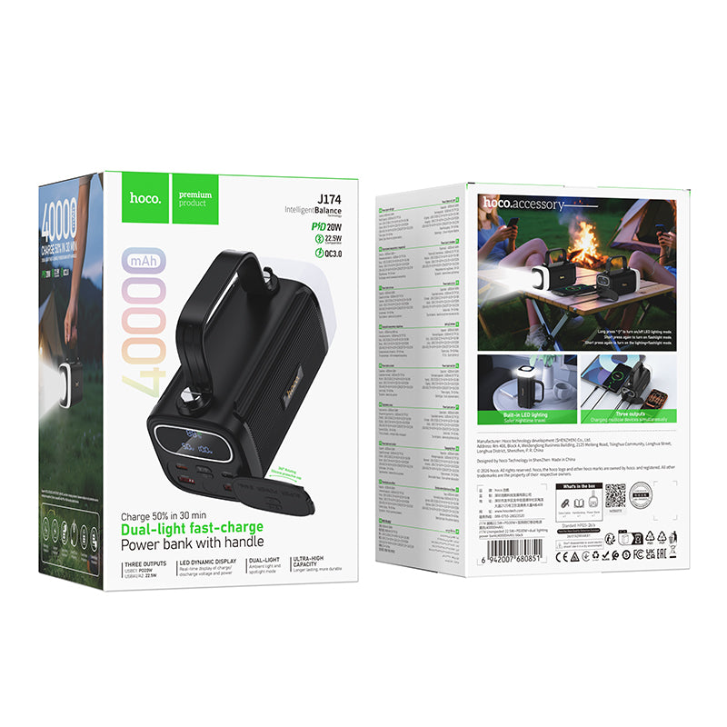 HD_SYNC:J174 Unimpeded 22.5W+PD20W+dual lighting power bank(40000mAh)