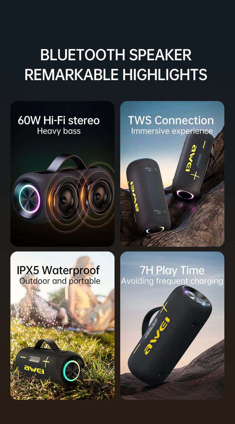 Awei KA10 60W RGB Bluetooth Speaker