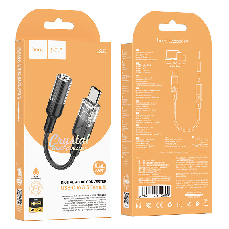 HD_SYNC:LS37 Spirit transparent digital audio converter Type-C to 3.5mm