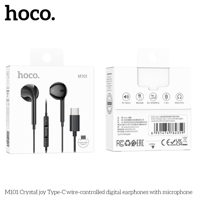 HD_SYNC:M101 Crystal joy Type-C wire-controlled digital earphones with microphone