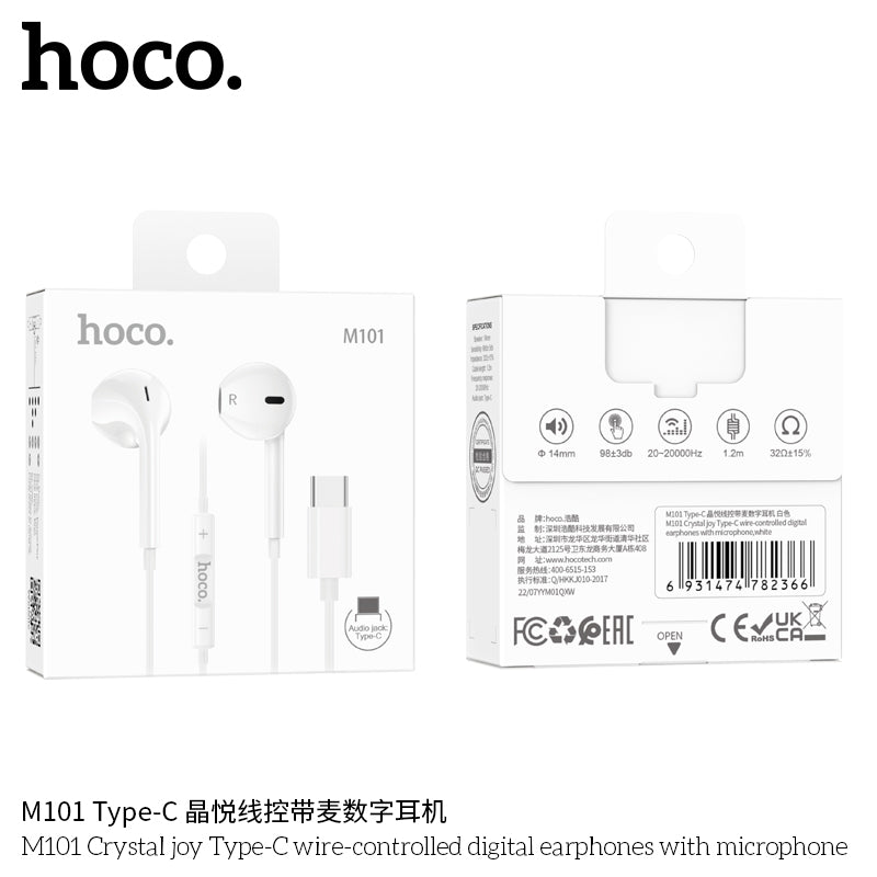 HD_SYNC:M101 Pro Crystal sound Type-C wire-controlled digital earphones with microphone