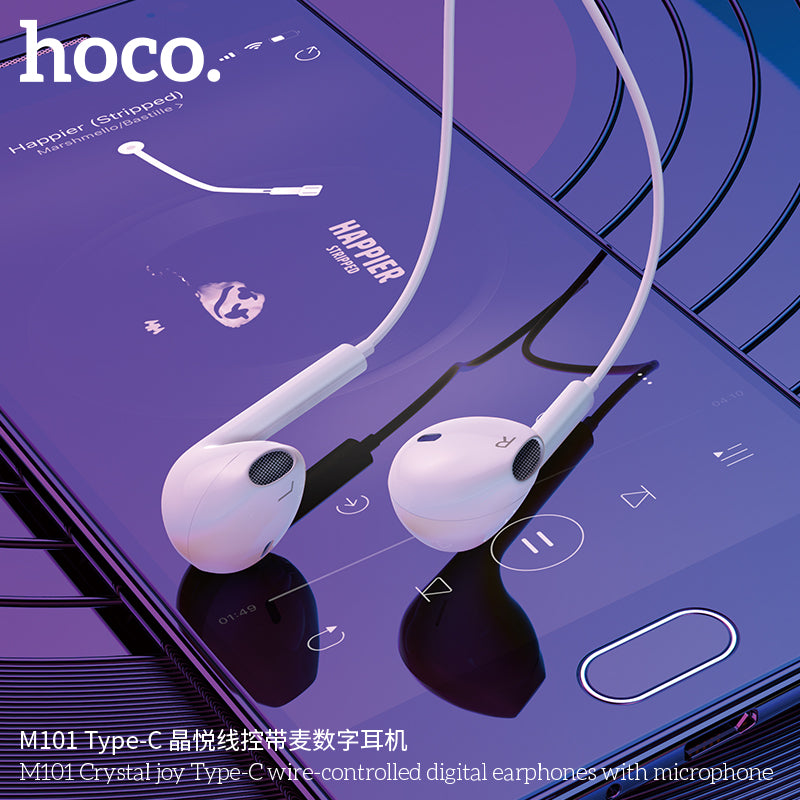 HD_SYNC:M101 Crystal joy Type-C wire-controlled digital earphones with microphone
