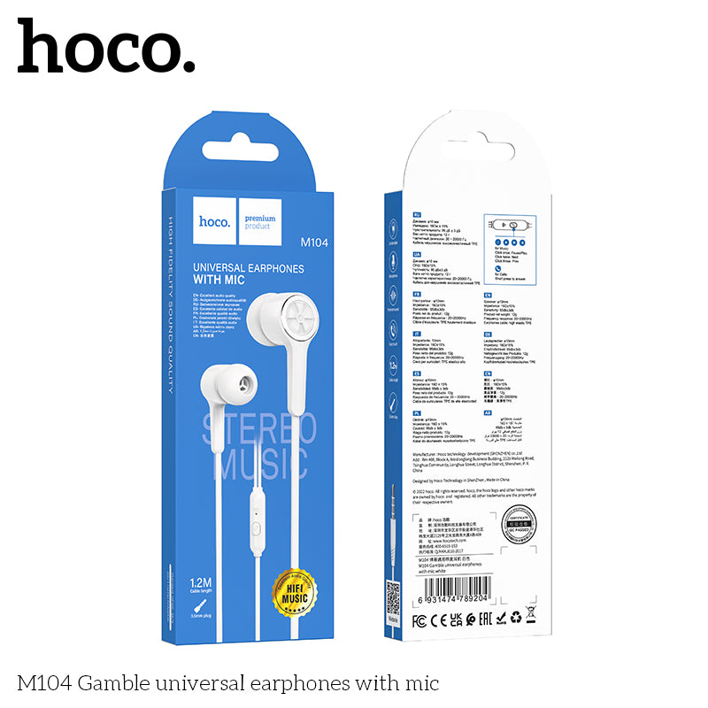 HD_SYNC:M104 Gamble universal earphones with mic