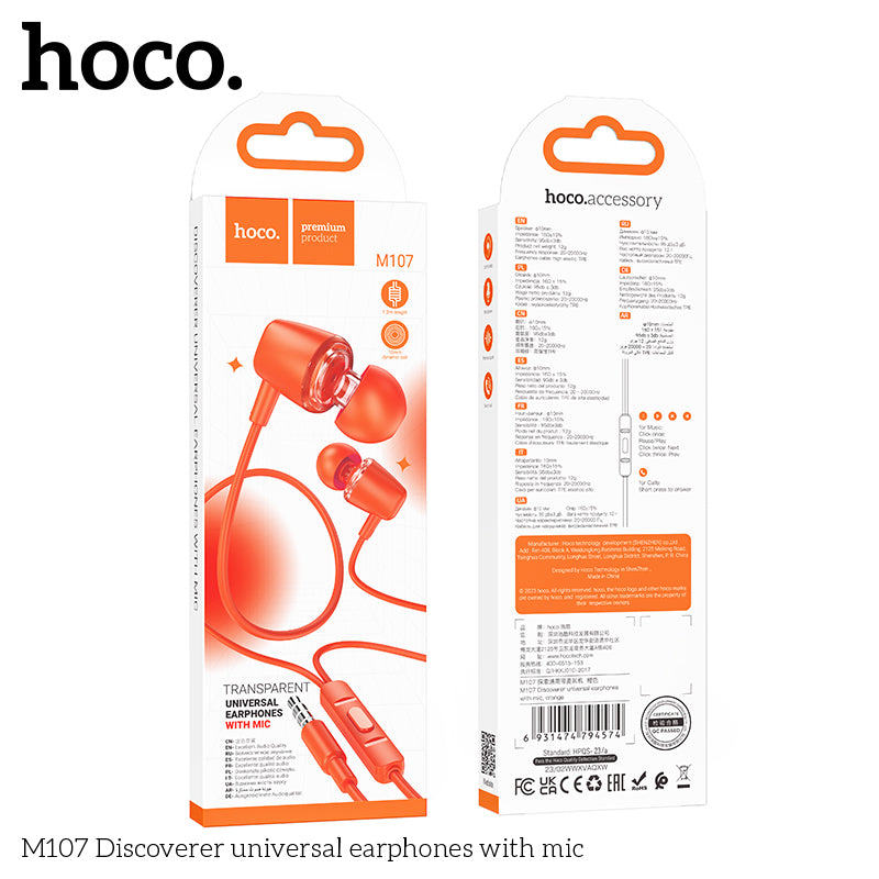 HD_SYNC:M107 Discoverer universal earphones with mic
