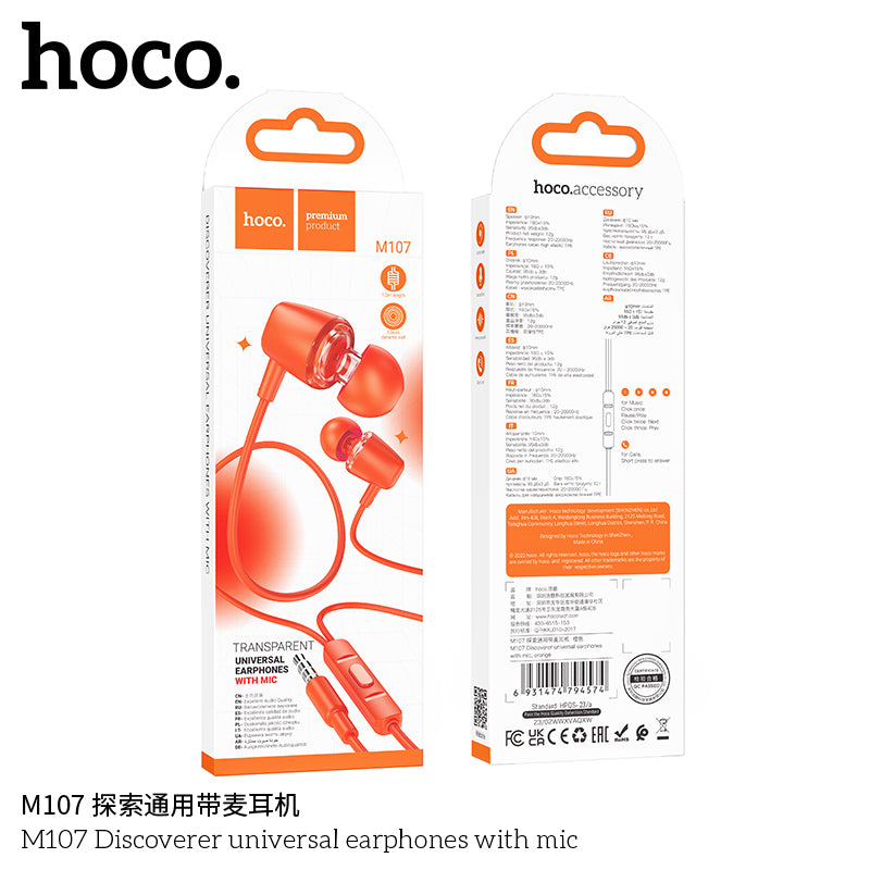 HD_SYNC:M107 Discoverer universal earphones with mic