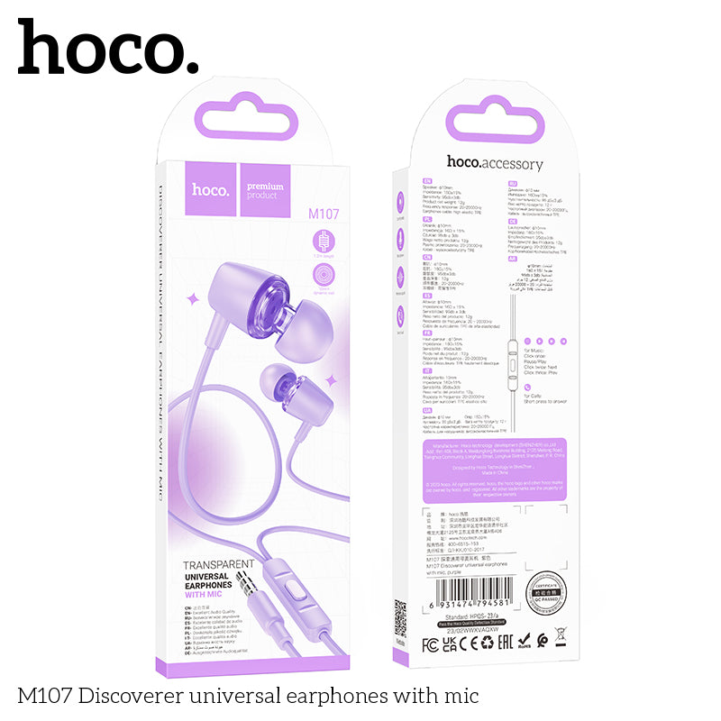 HD_SYNC:M107 Discoverer universal earphones with mic