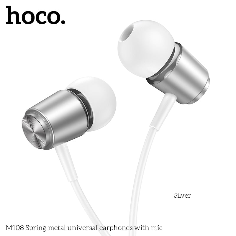 HD_SYNC:M108 Spring metal universal earphones with mic