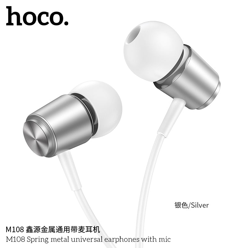 HD_SYNC:M108 Spring metal universal earphones with mic
