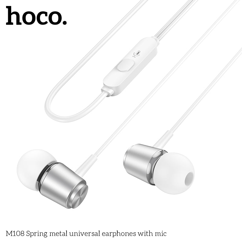 HD_SYNC:M108 Spring metal universal earphones with mic