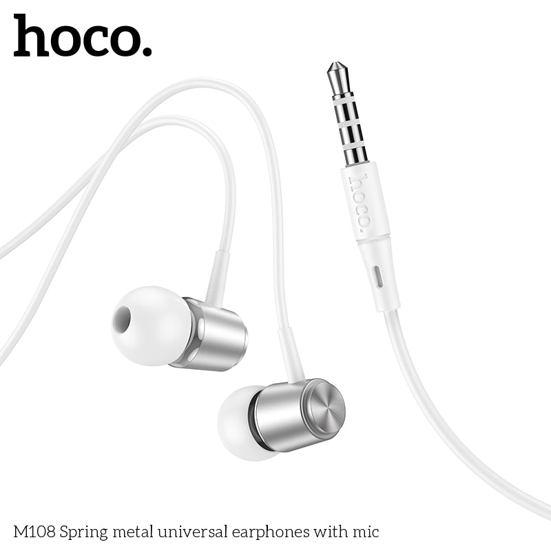 HD_SYNC:M108 Spring metal universal earphones with mic