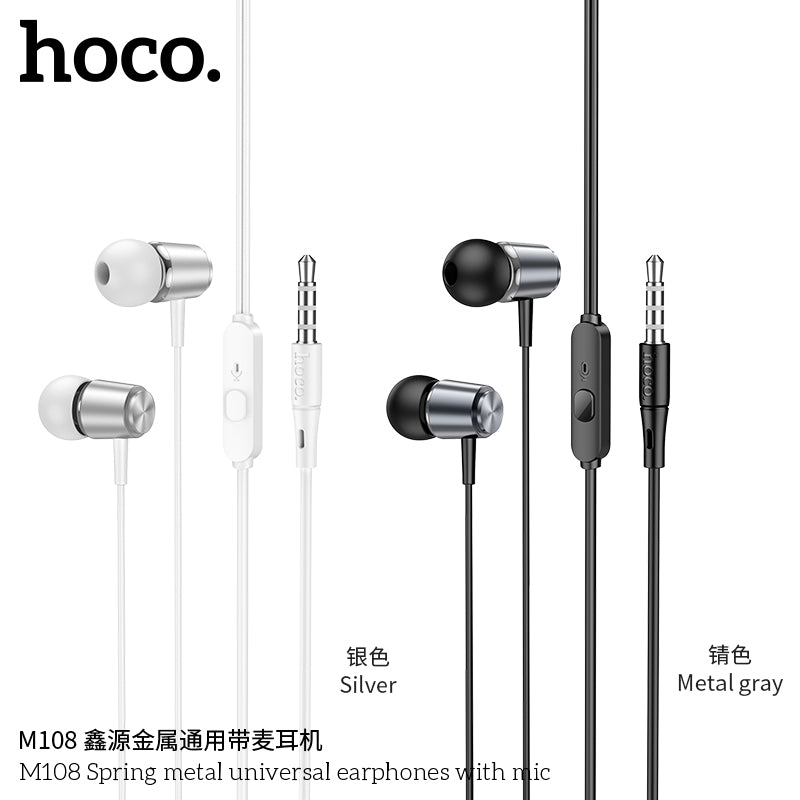 HD_SYNC:M108 Spring metal universal earphones with mic