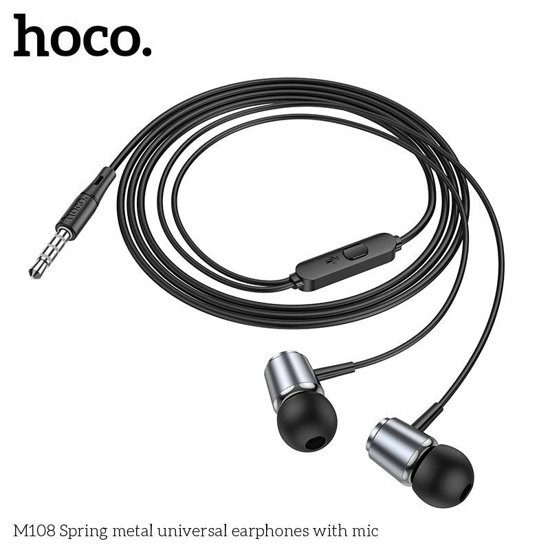 HD_SYNC:M108 Spring metal universal earphones with mic