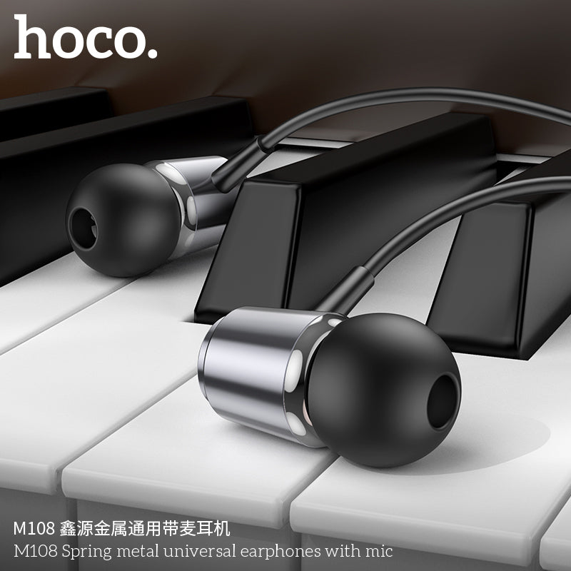HD_SYNC:M108 Spring metal universal earphones with mic