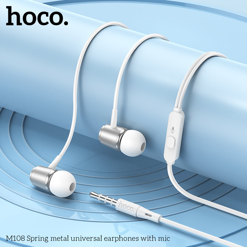 HD_SYNC:M108 Spring metal universal earphones with mic