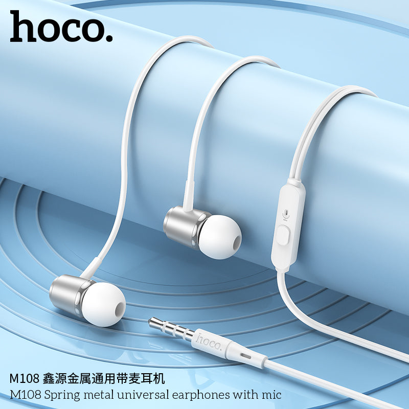 HD_SYNC:M108 Spring metal universal earphones with mic