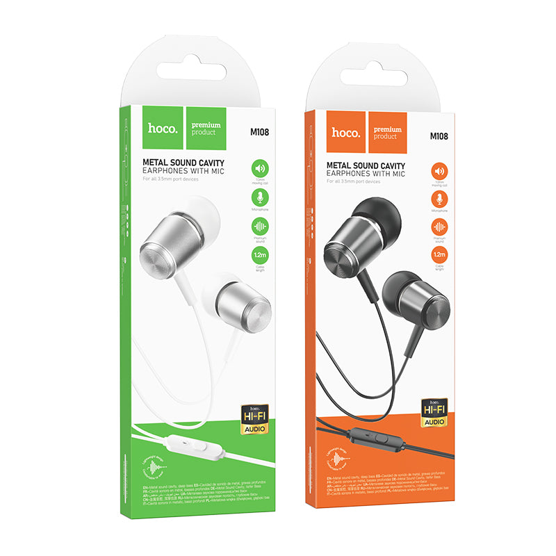 HD_SYNC:M108 Spring metal universal earphones with mic