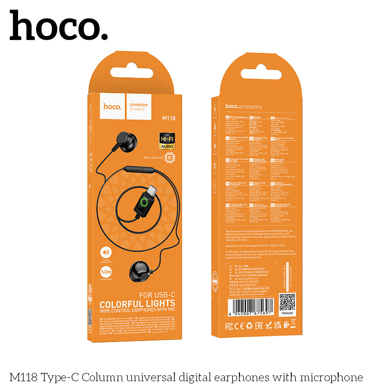 HD_SYNC:M118 Type-C Column universal digital earphones with microphone