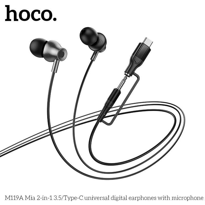 HD_SYNC:M119A Mia 2-in-1 3.5/Type-C universal digital earphones with microphone