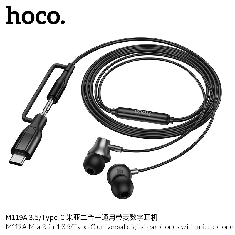 HD_SYNC:M119A Mia 2-in-1 3.5/Type-C universal digital earphones with microphone