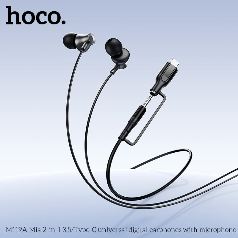 HD_SYNC:M119A Mia 2-in-1 3.5/Type-C universal digital earphones with microphone