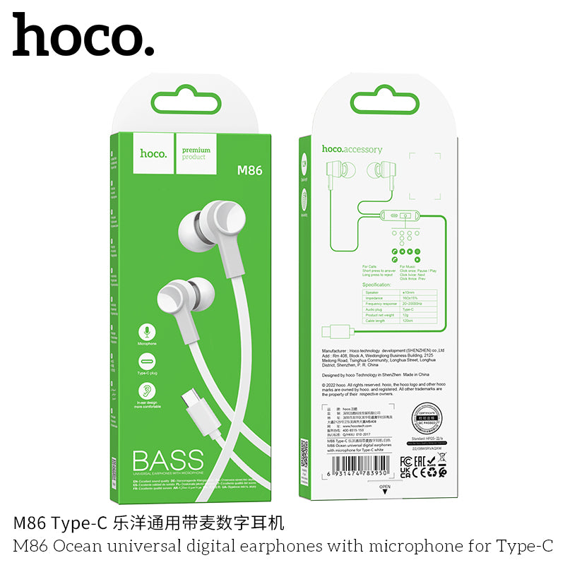 HD_SYNC:M86 Ocean universal digital earphones with microphone for Type-C
