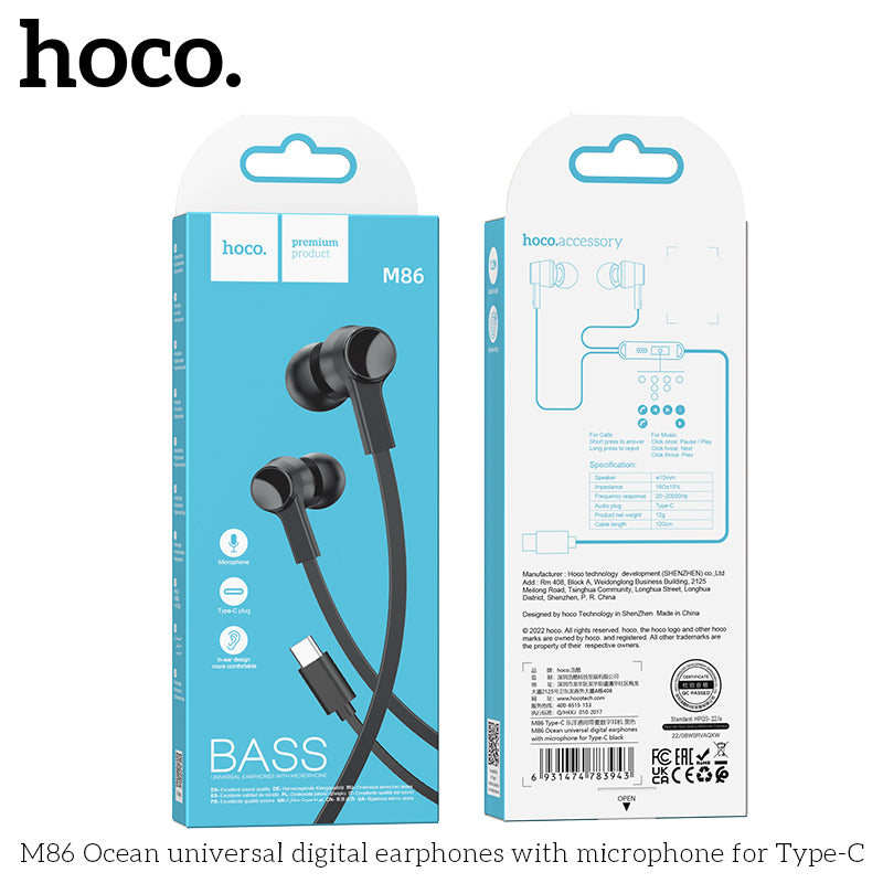 HD_SYNC:M86 Ocean universal digital earphones with microphone for Type-C