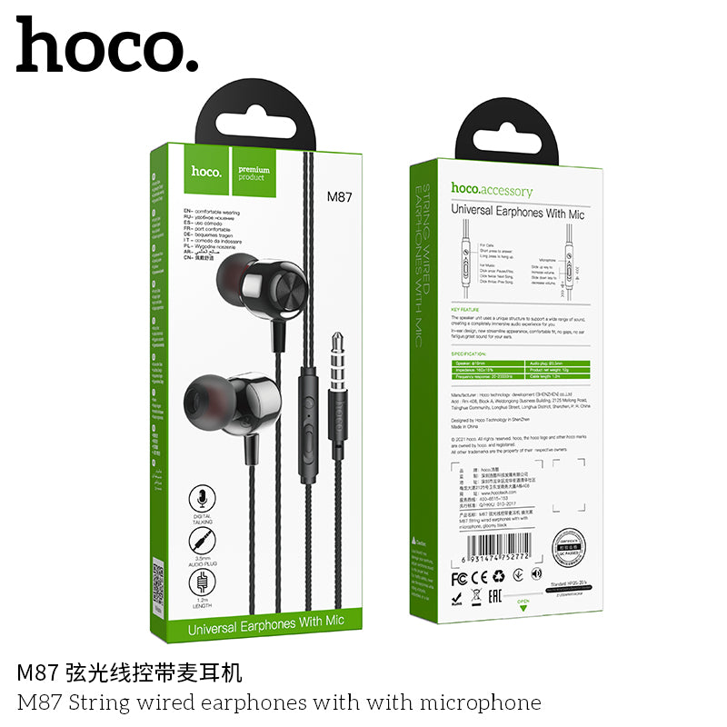 HD_SYNC:M87 String wired earphones with with microphone
