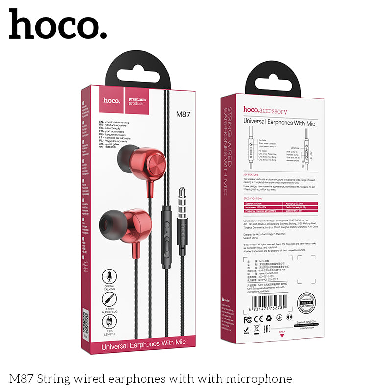 HD_SYNC:M87 String wired earphones with with microphone
