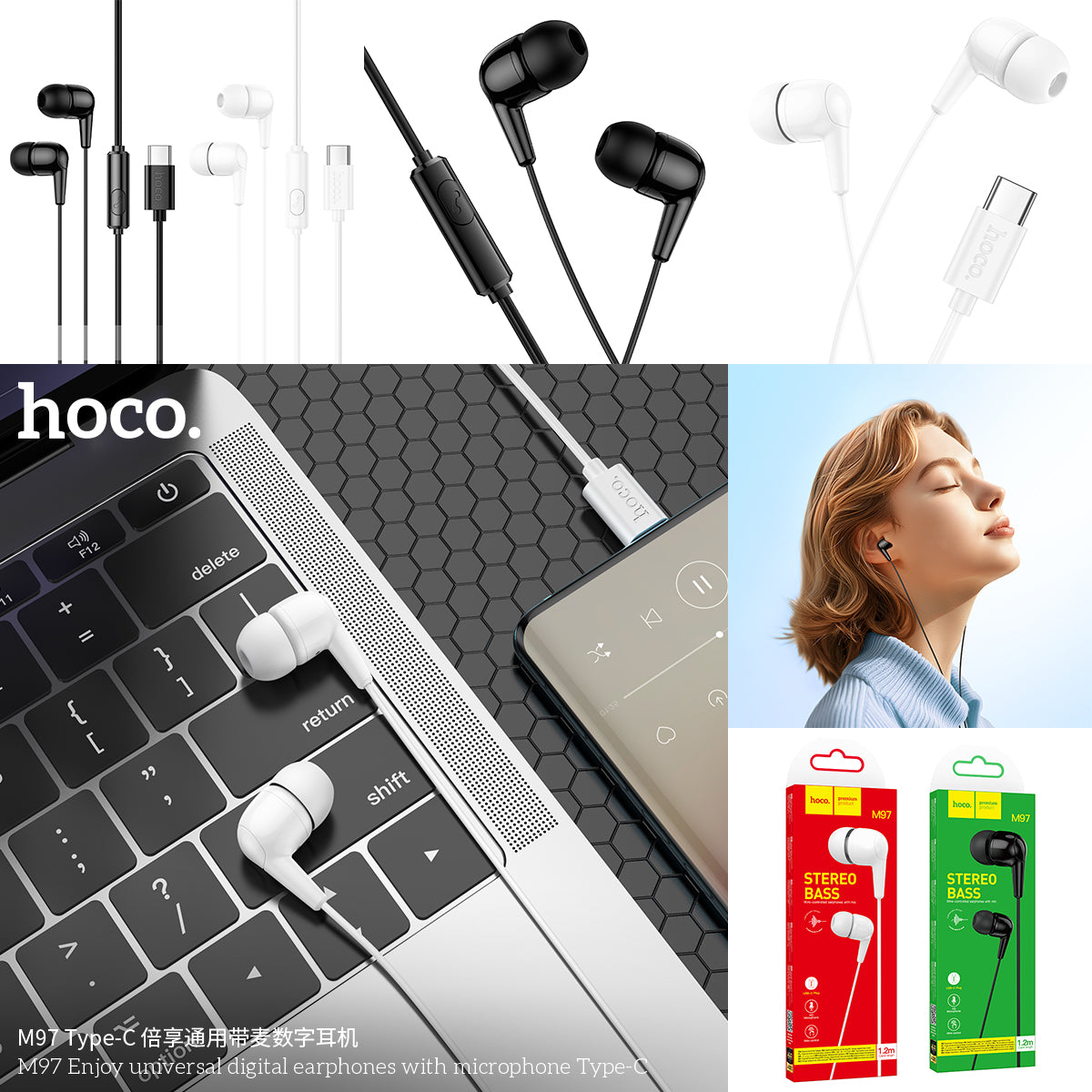 HD_SYNC:M97 Enjoy universal digital earphones with microphone Type-C