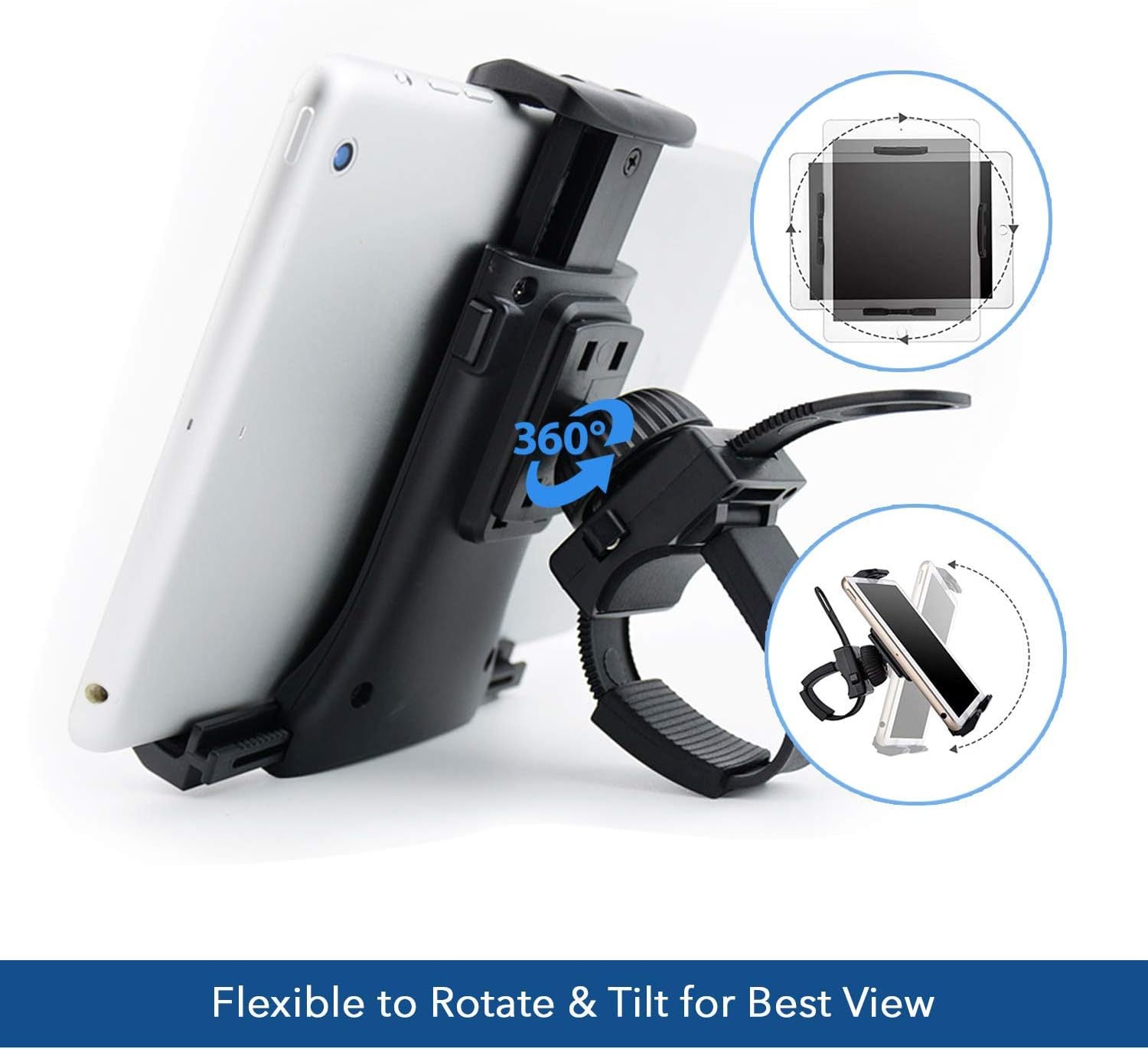 ablet Holder, Mobile Phone Holder, Bike Can Be Rotated 360 ° For Home Trainer / Cross Trainer / Bike / Gps Navigation Gym, Stand For Tablet