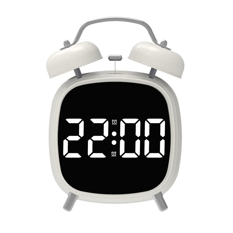 GH8032 Creative LED Alarm Clock Large Volume Metal Bell Digital Clock for Heavy Sleepers