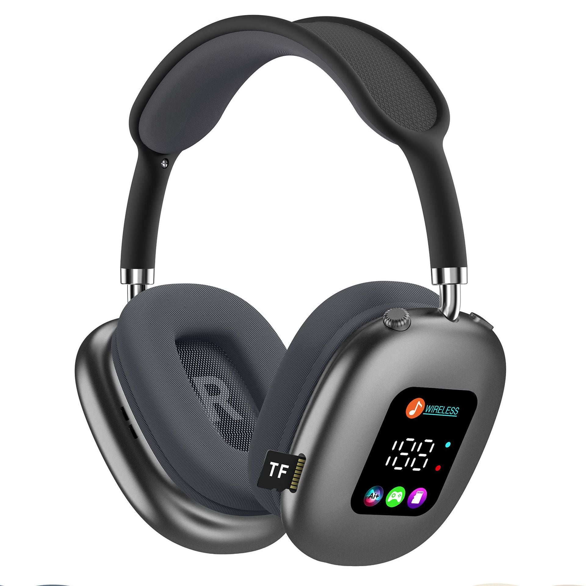 AKZ MAX600 Wireless Headset Bluetooth Headphones HiFi Bass Driver 3D Stereo Low Latancy Digital Display Screen Headset