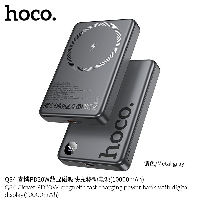 HD_SYNC:Q34 Clever PD20W magnetic fast charging power bank with digital display(10000mAh)(UN)