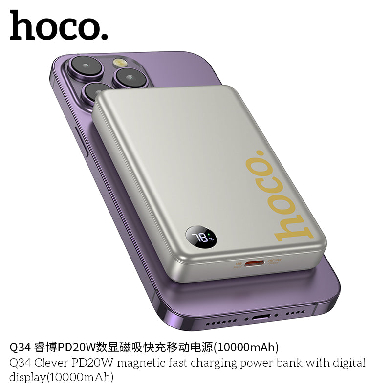 HD_SYNC:Q34 Clever PD20W magnetic fast charging power bank with digital display(10000mAh)(UN)