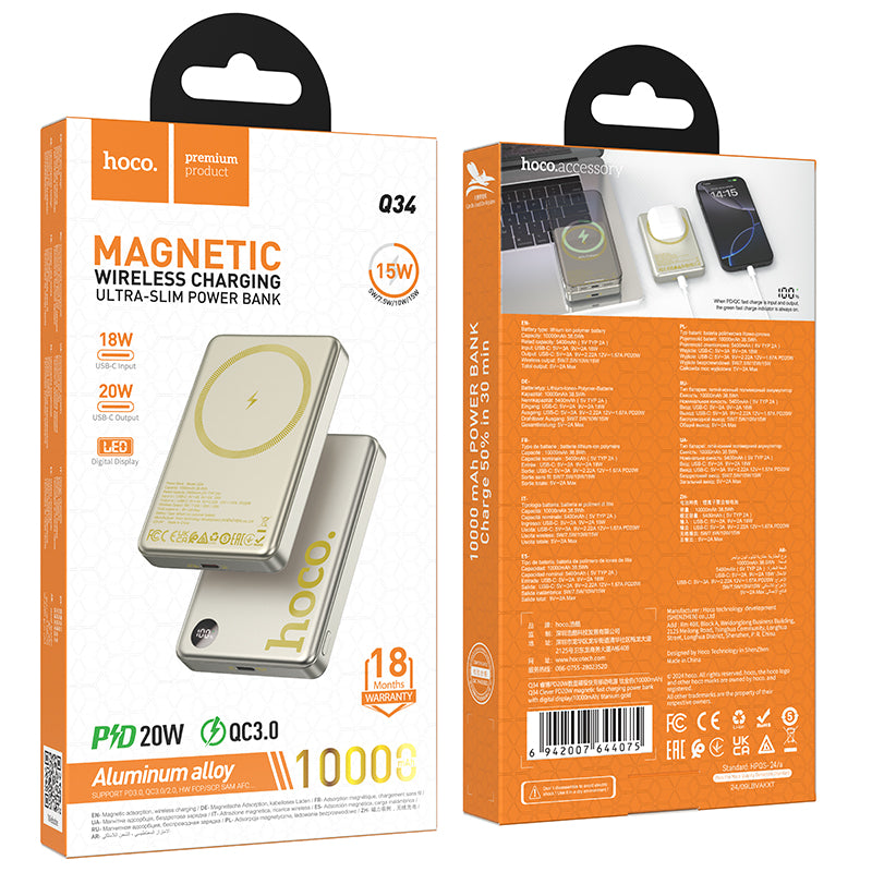 HD_SYNC:Q34 Clever PD20W magnetic fast charging power bank with digital display(10000mAh)(UN)