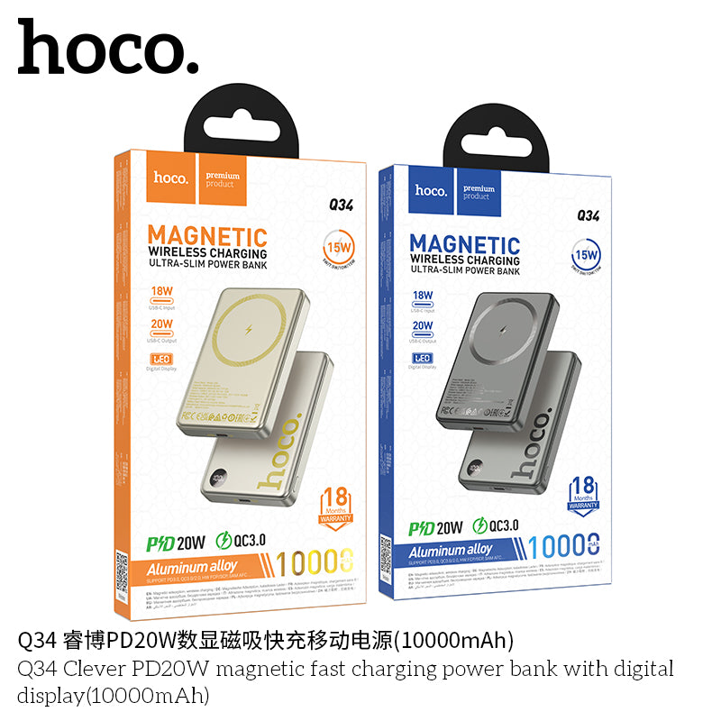 HD_SYNC:Q34 Clever PD20W magnetic fast charging power bank with digital display(10000mAh)(UN)