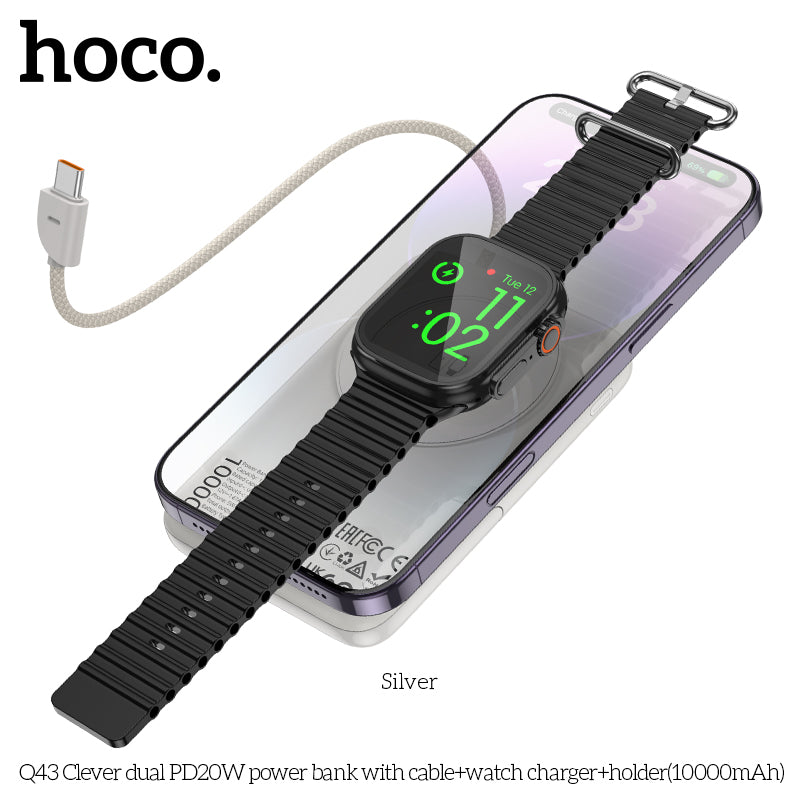 HD_SYNC:Q43 Clever dual PD20W power bank with cable+watch charger+holder(10000mAh)(UN)