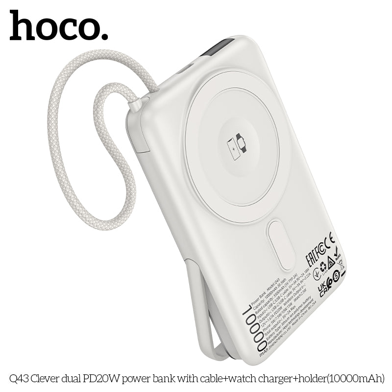 HD_SYNC:Q43 Clever dual PD20W power bank with cable+watch charger+holder(10000mAh)(UN)