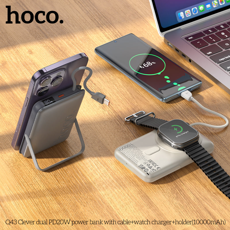 HD_SYNC:Q43 Clever dual PD20W power bank with cable+watch charger+holder(10000mAh)(UN)