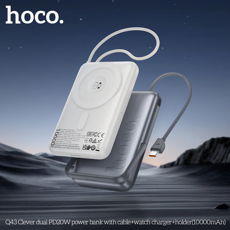 HD_SYNC:Q43 Clever dual PD20W power bank with cable+watch charger+holder(10000mAh)(UN)