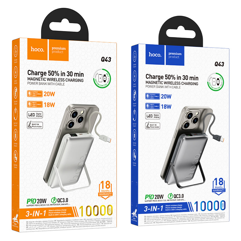 HD_SYNC:Q43 Clever dual PD20W power bank with cable+watch charger+holder(10000mAh)(UN)