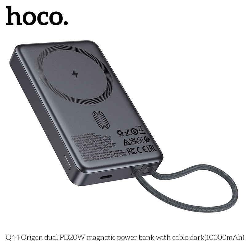 HD_SYNC:Q44 Origen dual PD20W magnetic power bank with cable dark(10000mAh)(UN)